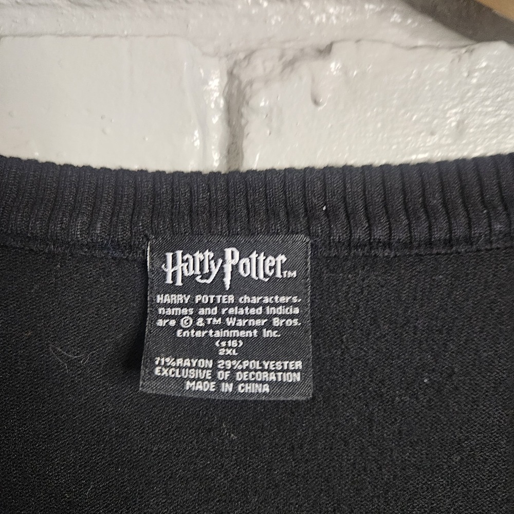 Harry Potter Womens Cardigan 2XL Slytherin Crest Varsity Knit Black - Picture 4 of 7